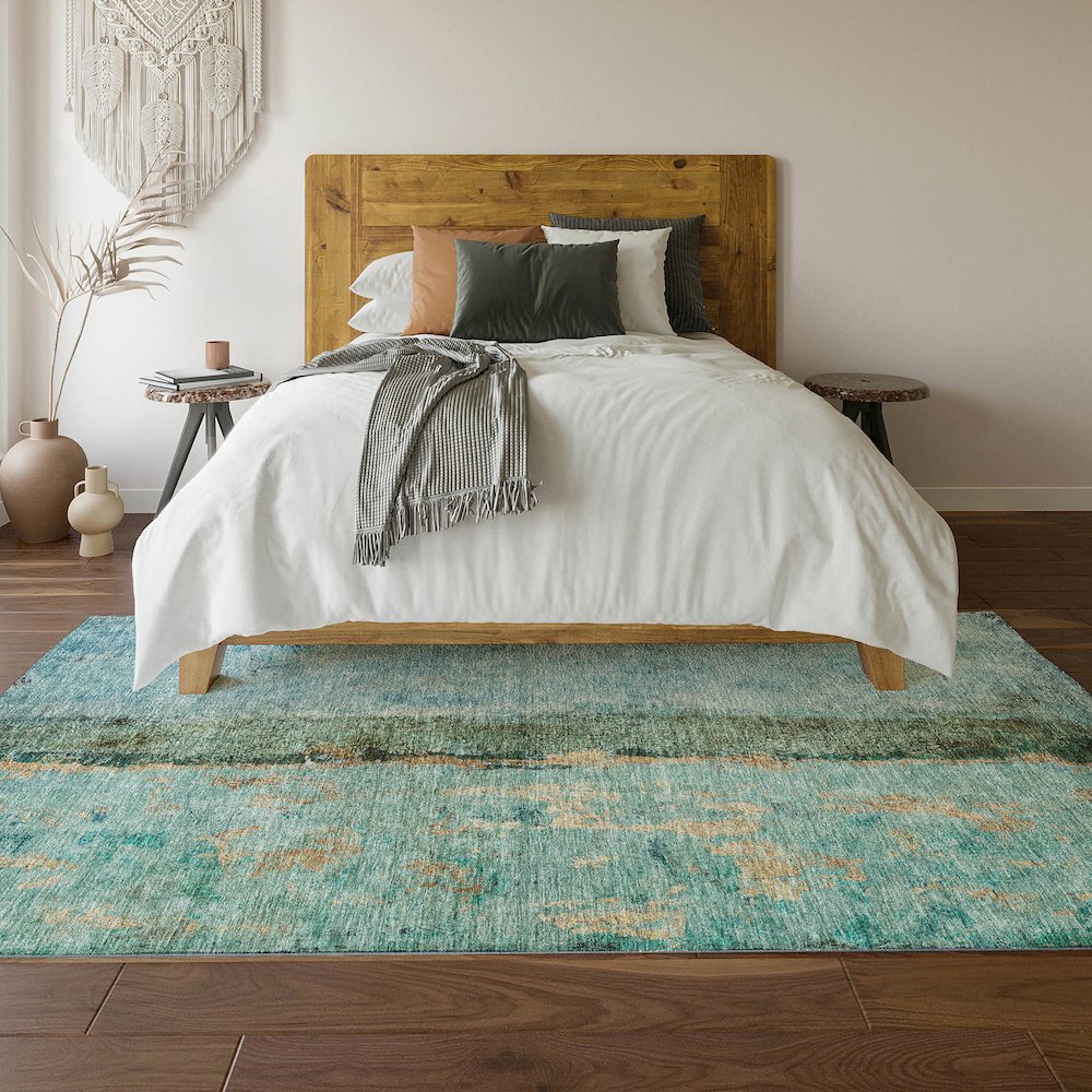 Premium Machine Washable Mayfield  Blue 2'6" x 3'10" Rug. Picture 6