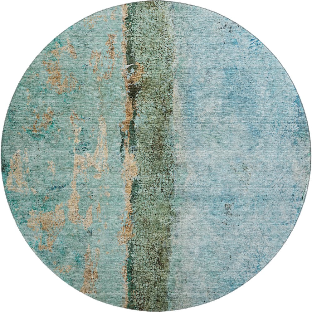 Premium Machine Washable Mayfield  Blue 8' x 8' Round Rug. Picture 1