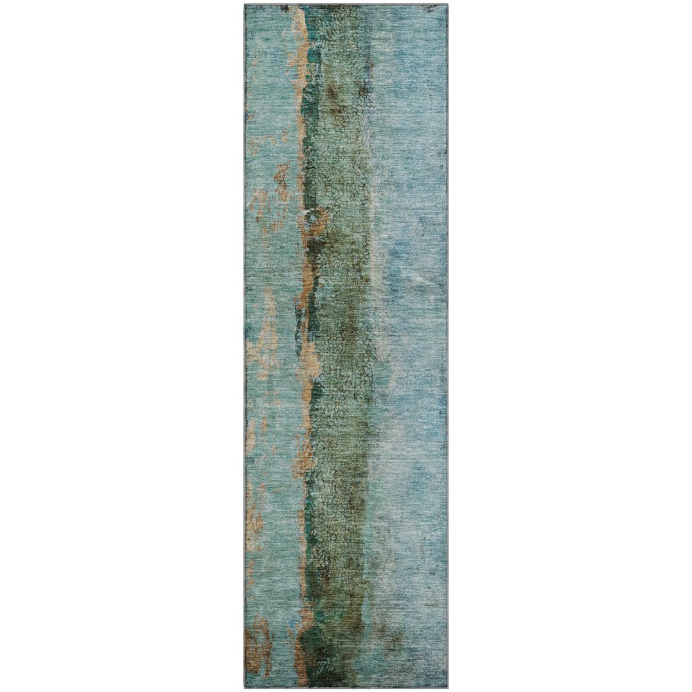 Premium Machine Washable Mayfield  Blue 2'3" x 7'6" Runner Rug. Picture 1