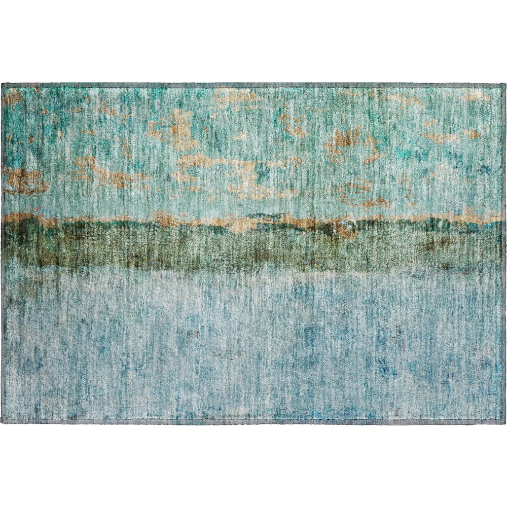 Premium Machine Washable Mayfield  Blue 1'8" x 2'6" Rug. Picture 1