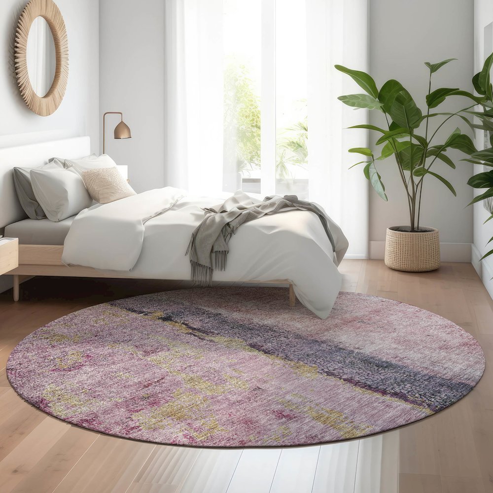 Premium Machine Washable Mayfield  Blush 8' x 8' Round Rug. Picture 5
