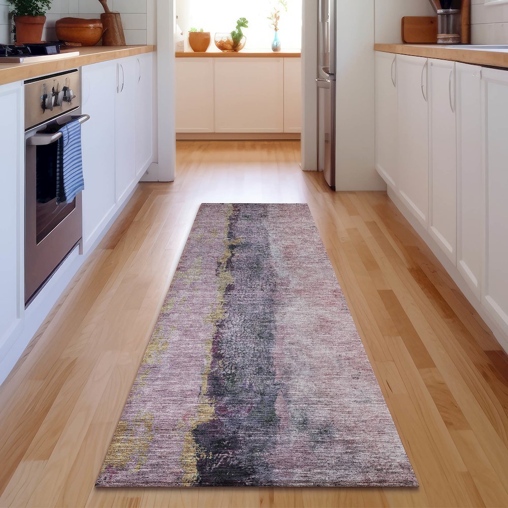 Premium Machine Washable Mayfield  Blush 2'3" x 7'6" Runner Rug. Picture 5