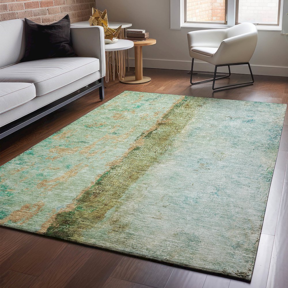 Premium Machine Washable Mayfield  Green 2'6" x 3'10" Rug. Picture 5
