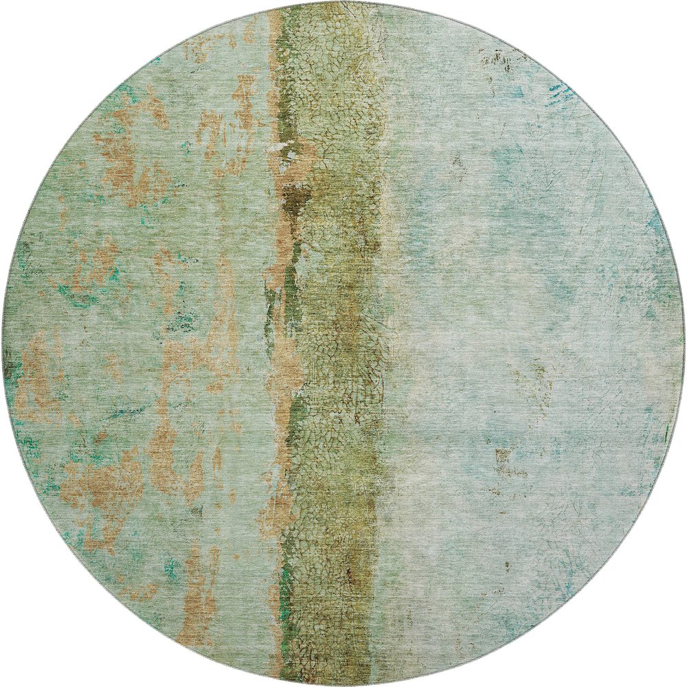 Premium Machine Washable Mayfield  Green 8' x 8' Round Rug. Picture 1