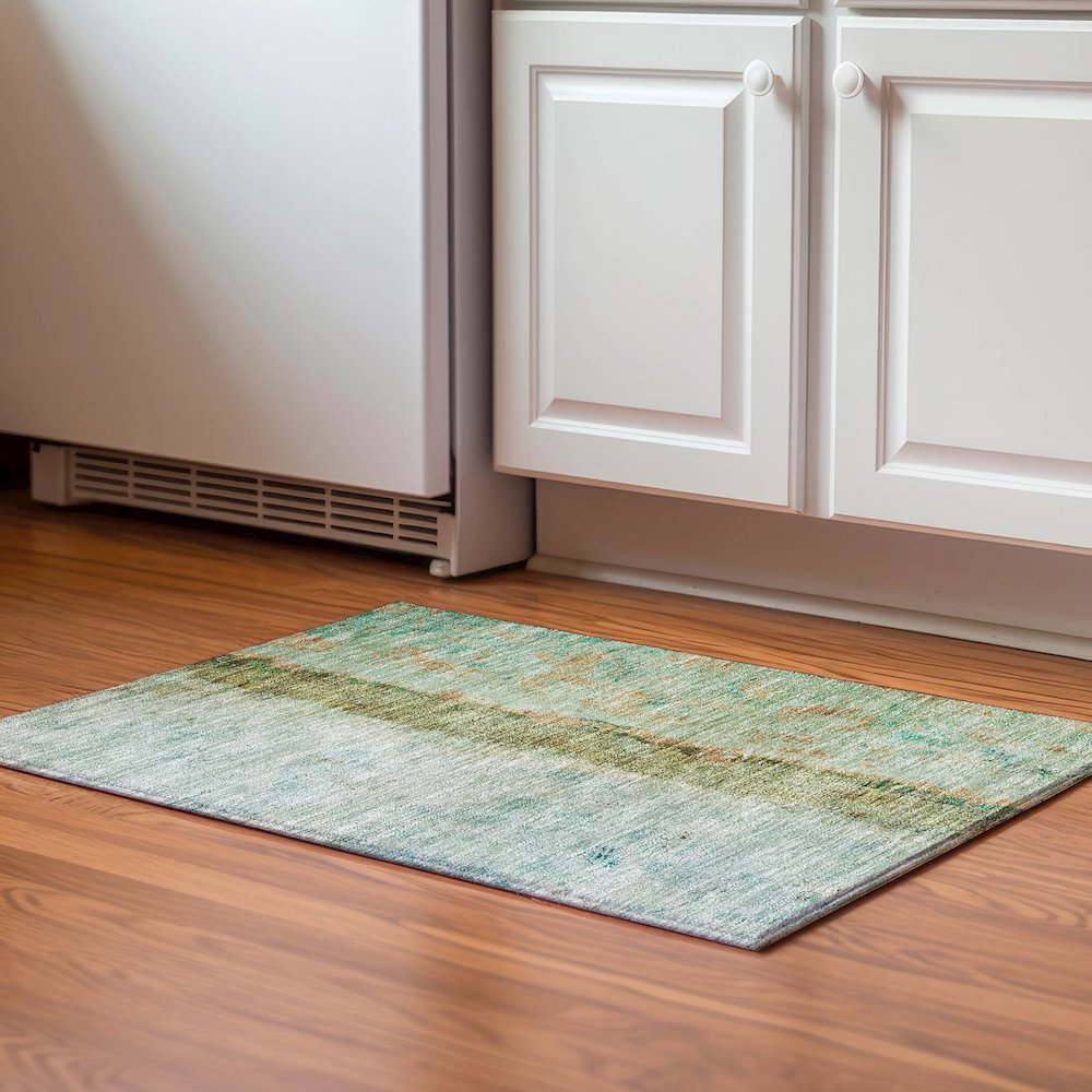 Premium Machine Washable Mayfield  Green 1'8" x 2'6" Rug. Picture 5
