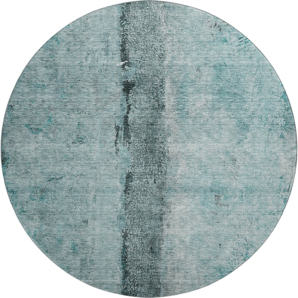 Premium Machine Washable Mayfield  Teal 8' x 8' Round Rug. Picture 1