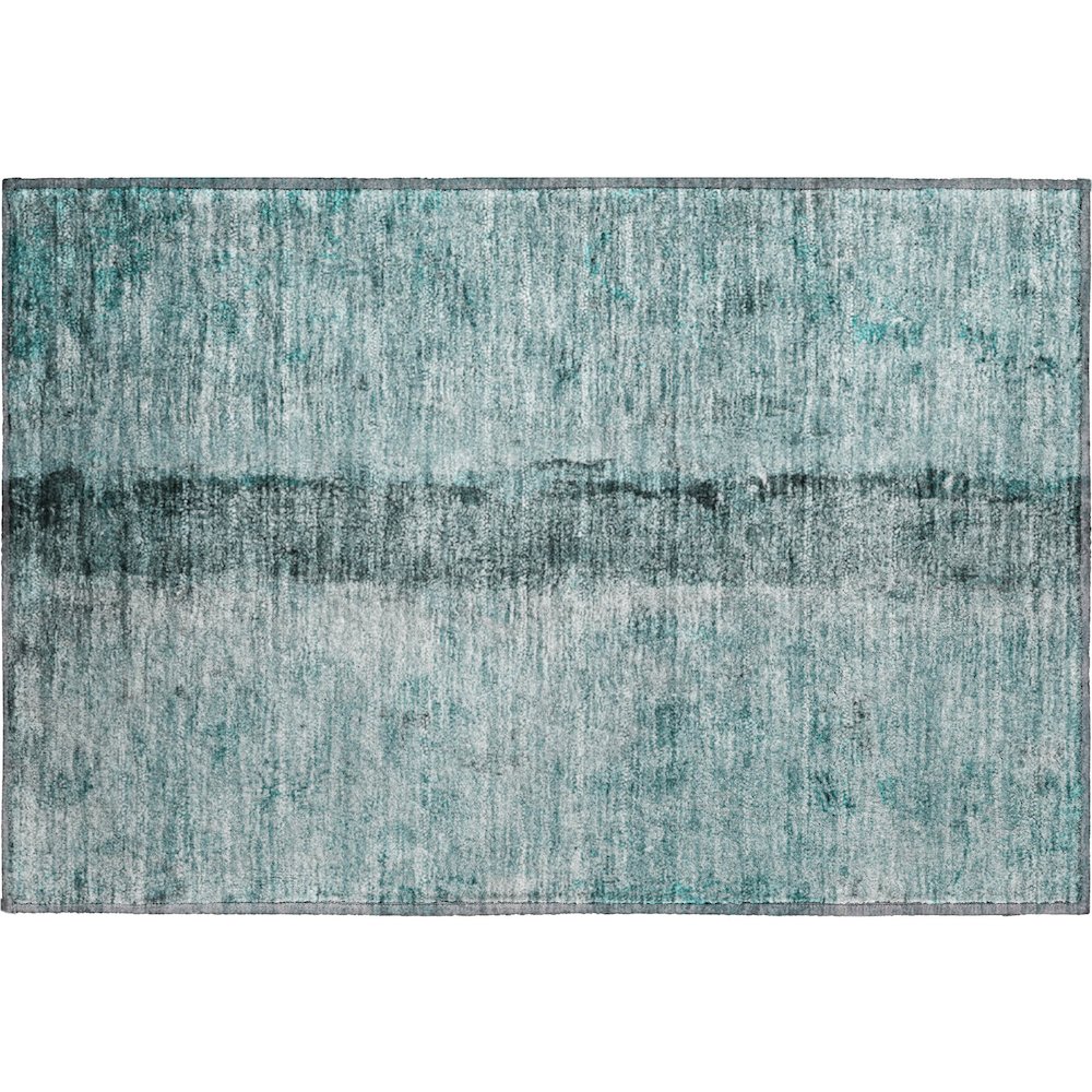 Premium Machine Washable Mayfield  Teal 1'8" x 2'6" Rug. Picture 1