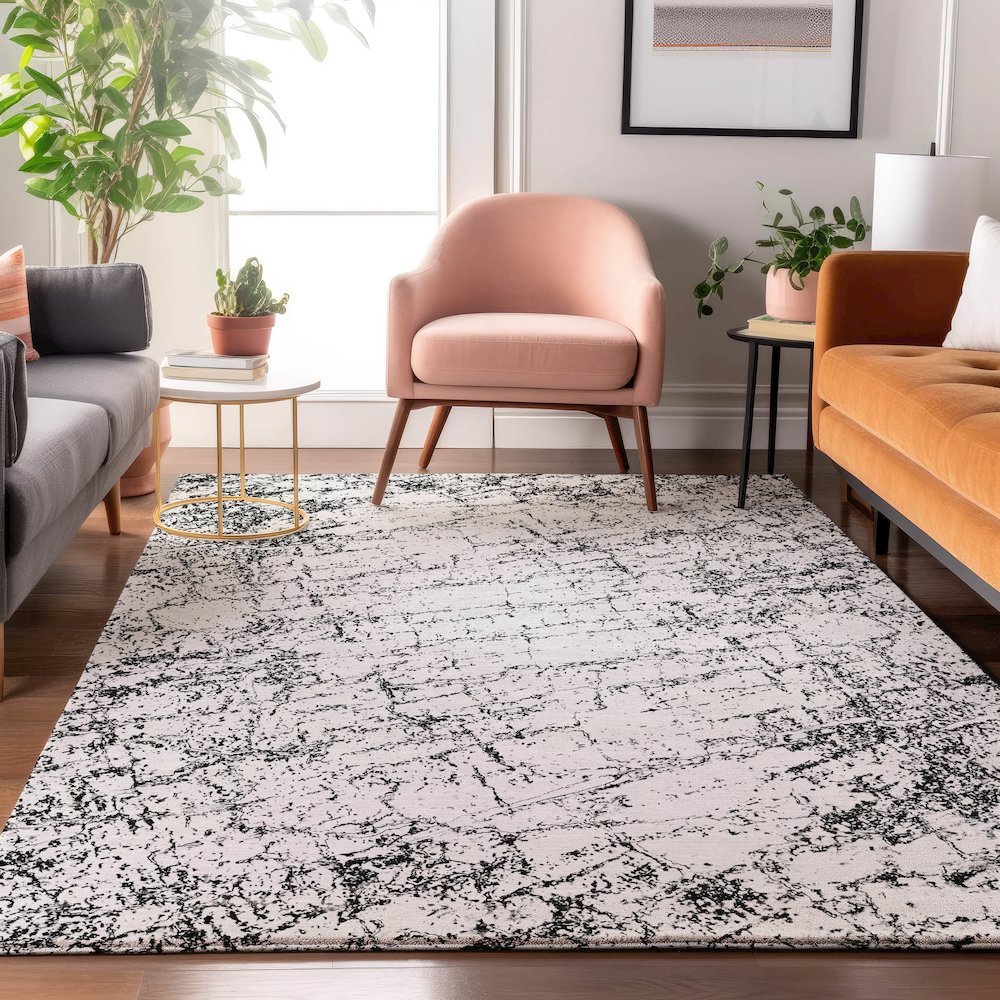 Premium Machine Washable Mayfield  Black 2'6" x 3'10" Rug. Picture 5