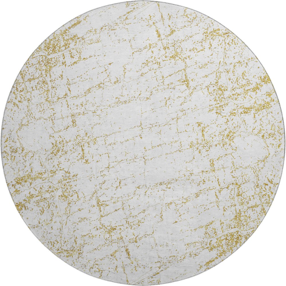 Premium Machine Washable Mayfield  Gold 8' x 8' Round Rug. Picture 1