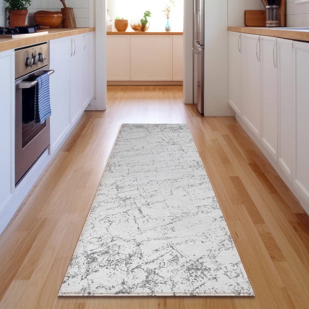 Premium Machine Washable Mayfield  Gray 2'3" x 7'6" Runner Rug. Picture 5