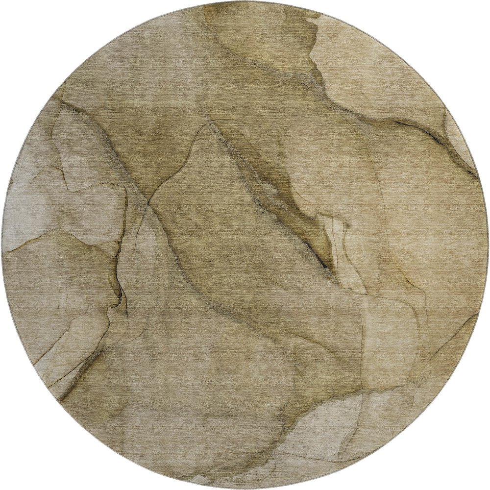 Premium Machine Washable Mayfield  Brown 8' x 8' Round Rug. Picture 1