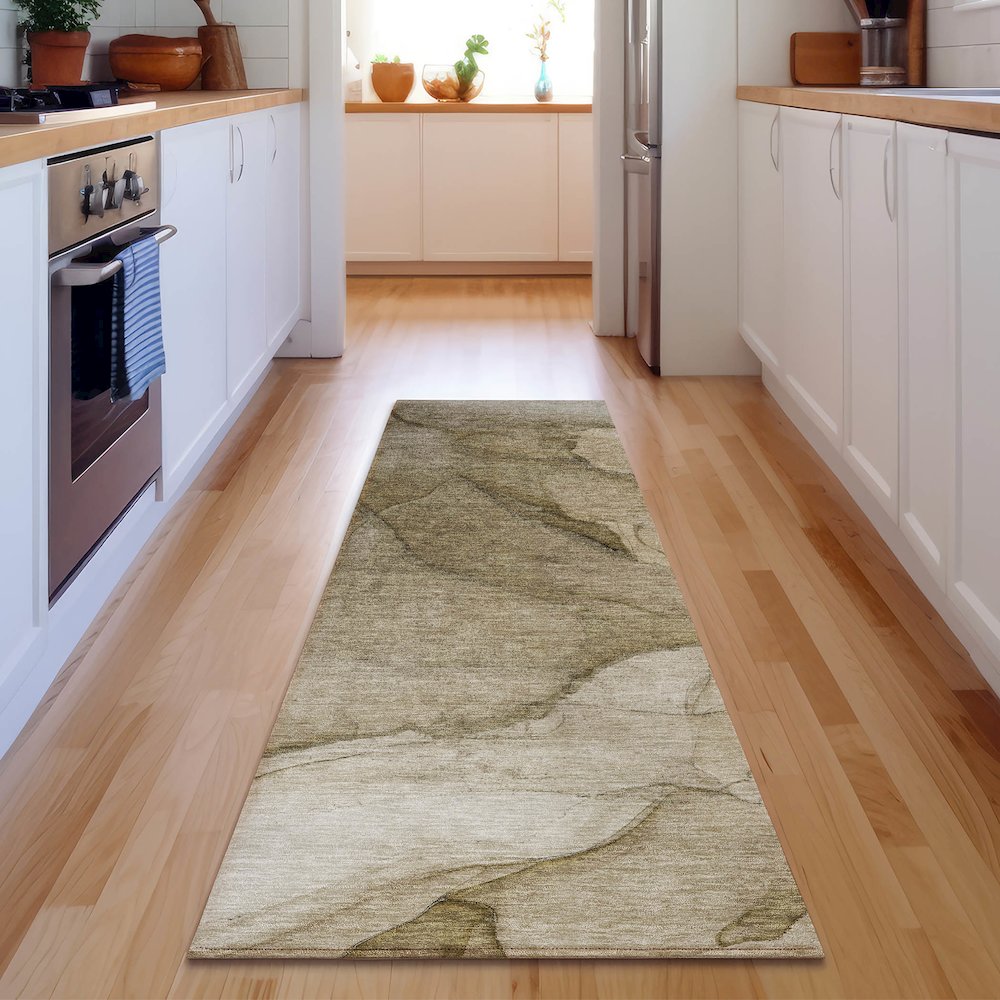 Premium Machine Washable Mayfield  Brown 2'3" x 7'6" Runner Rug. Picture 5