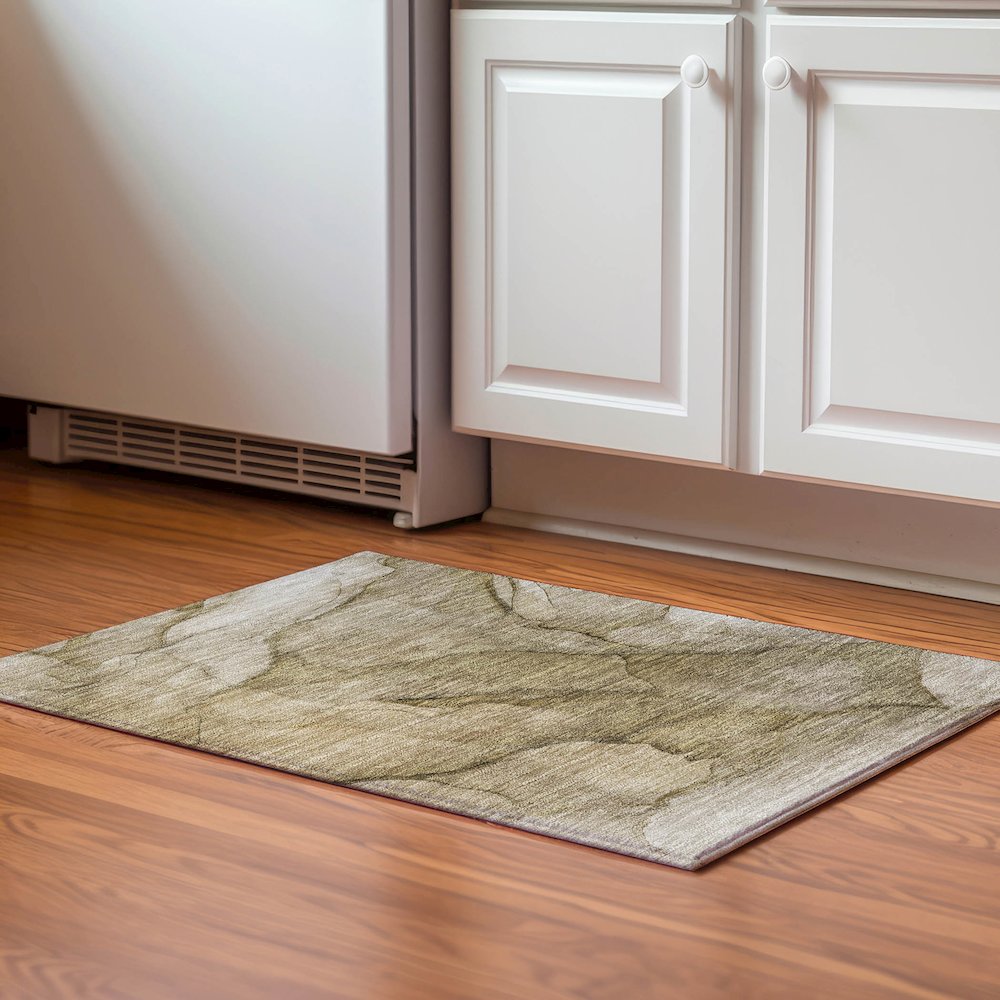 Premium Machine Washable Mayfield  Brown 1'8" x 2'6" Rug. Picture 5