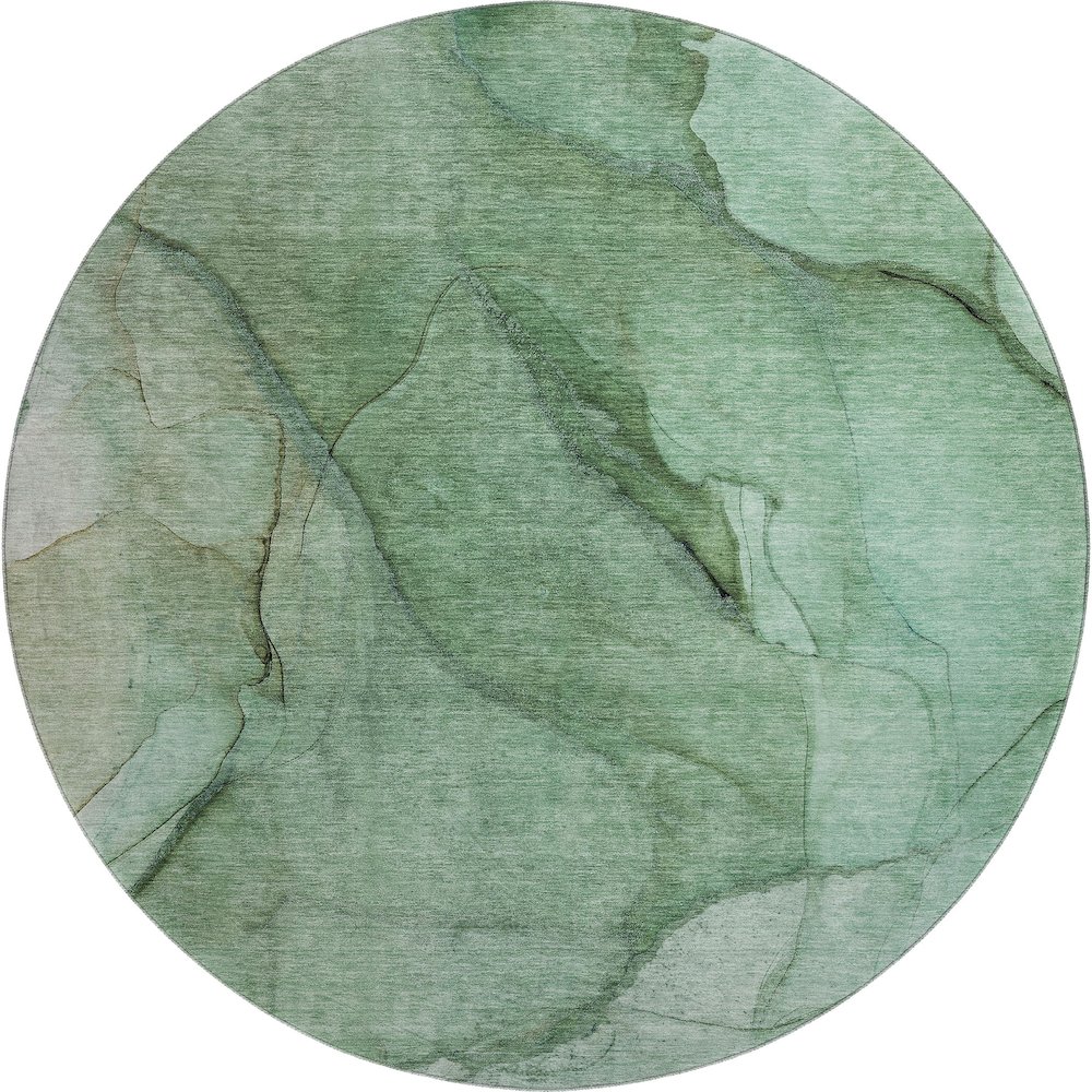 Premium Machine Washable Mayfield  Green 8' x 8' Round Rug. Picture 1