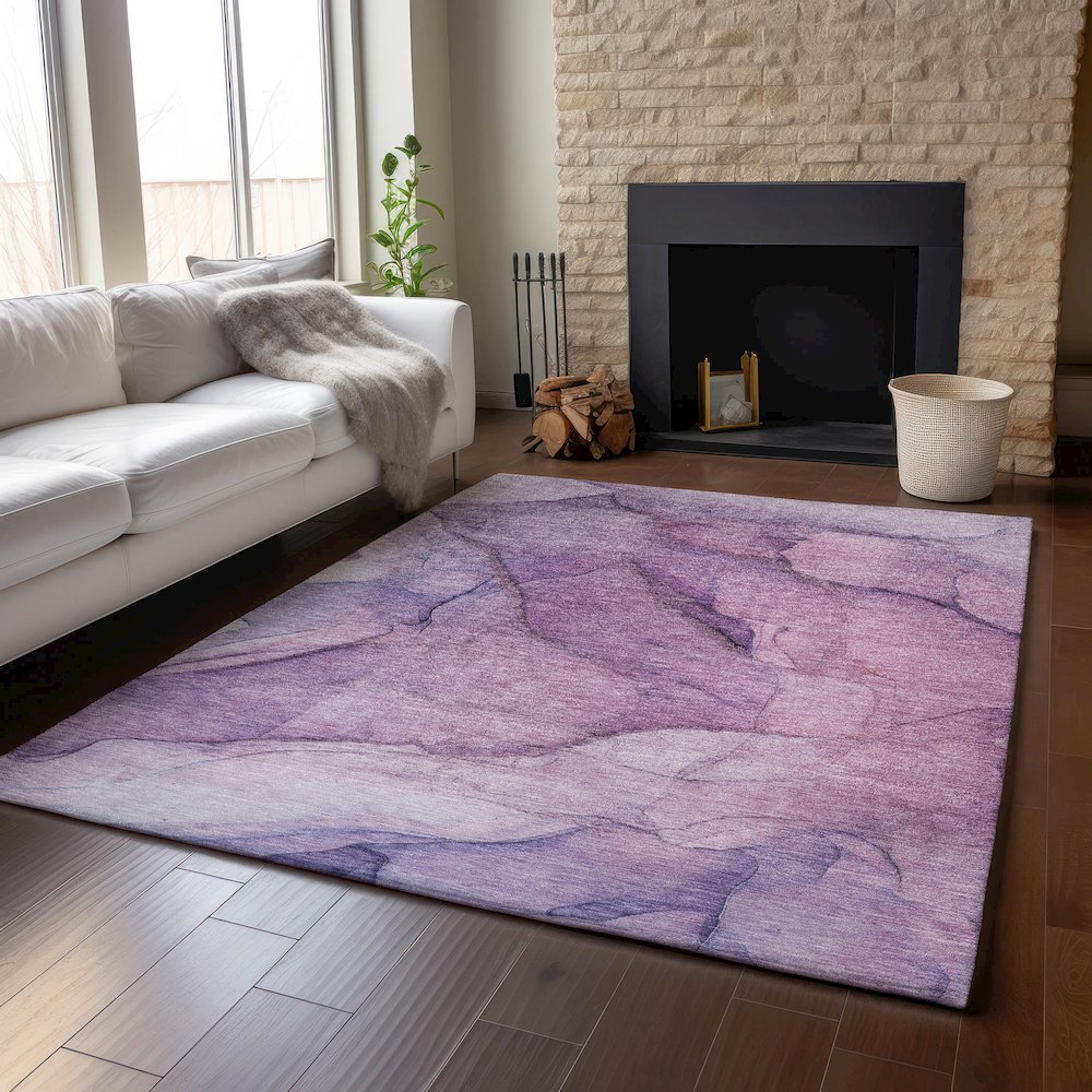 Premium Machine Washable Mayfield  Purple 2'6" x 3'10" Rug. Picture 6