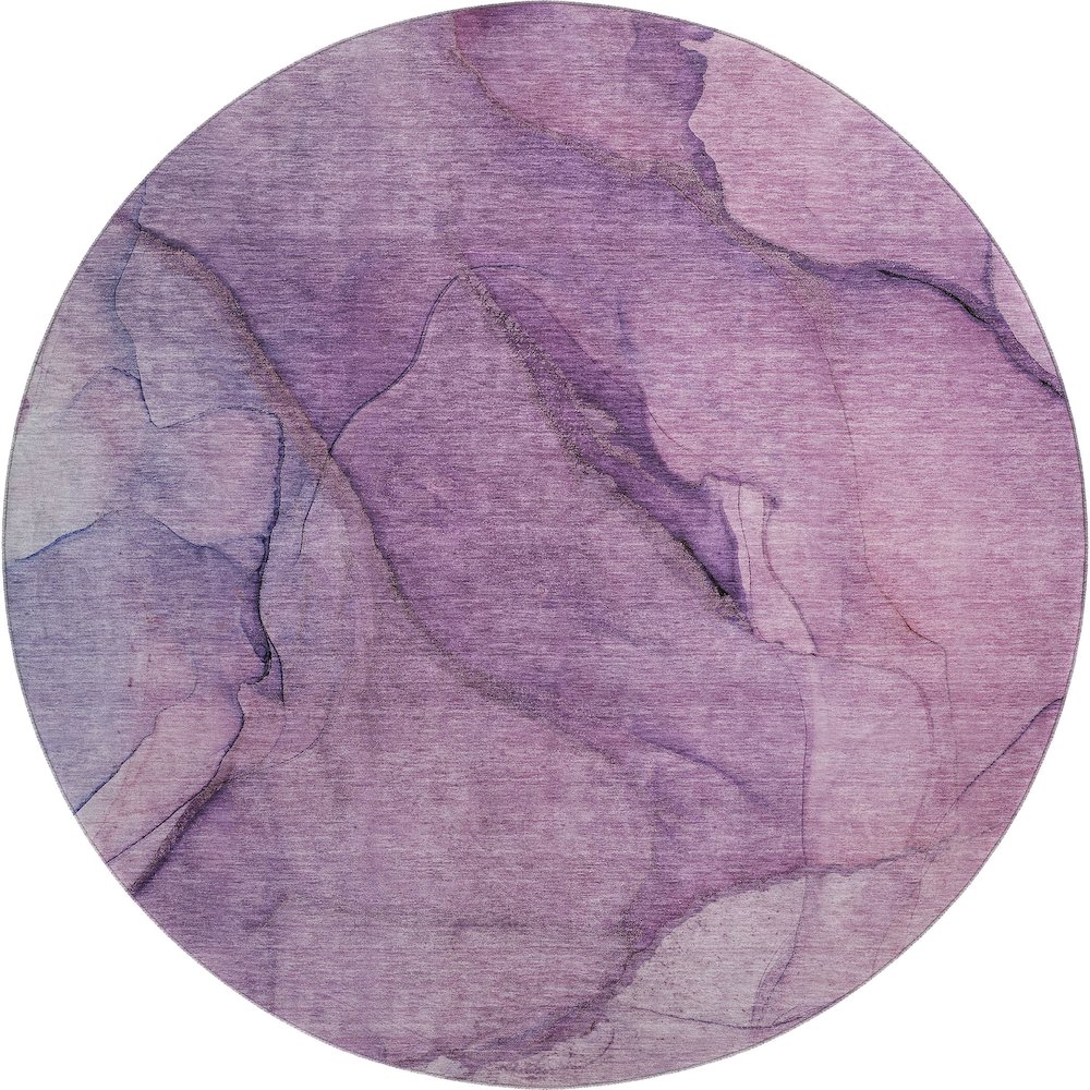 Premium Machine Washable Mayfield  Purple 8' x 8' Round Rug. Picture 1