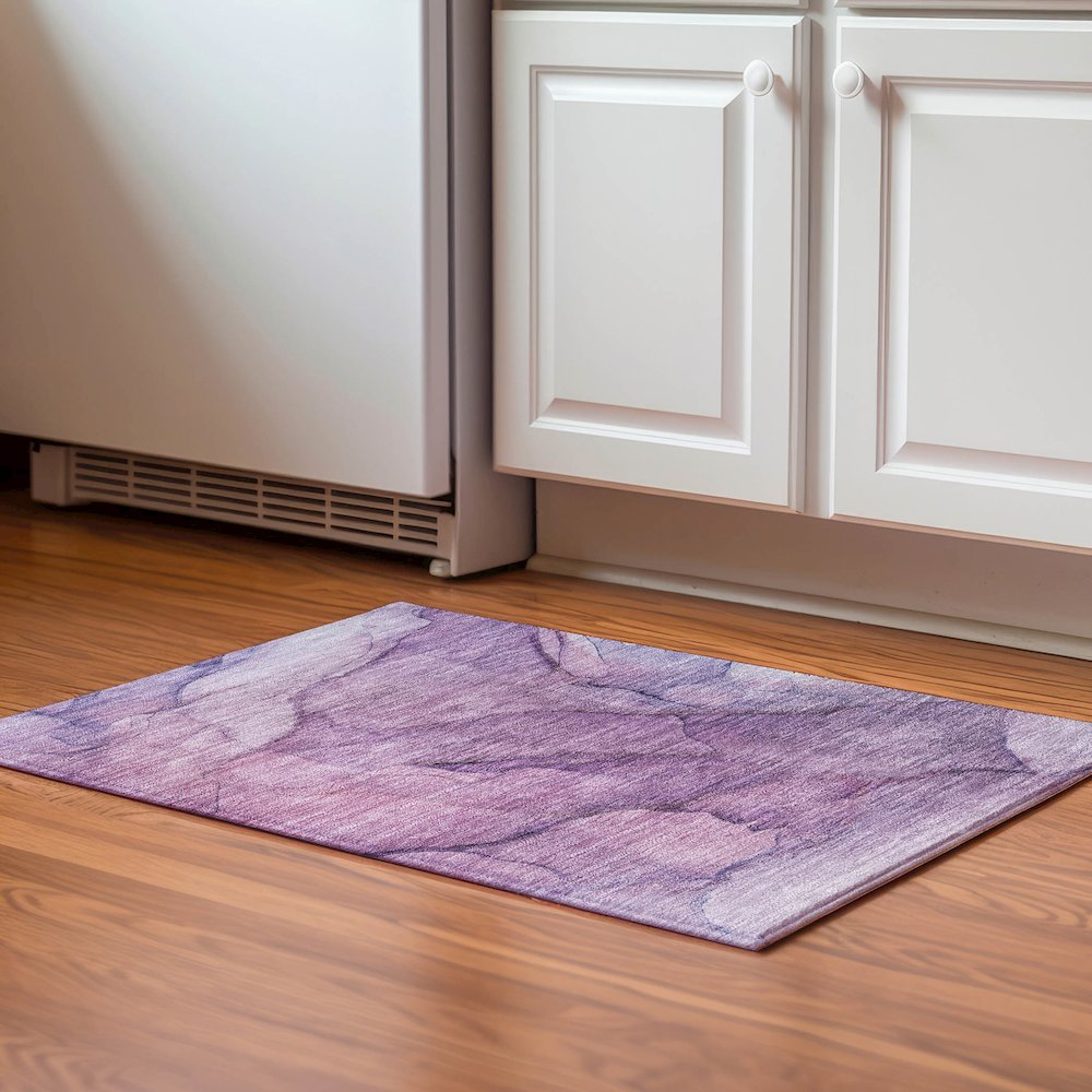 Premium Machine Washable Mayfield  Purple 1'8" x 2'6" Rug. Picture 5