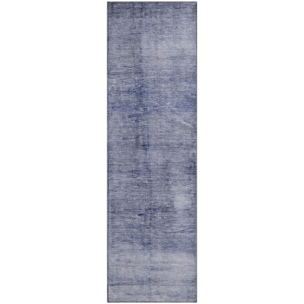 Premium Machine Washable Mayfield  Navy 2'3" x 7'6" Runner Rug. Picture 1