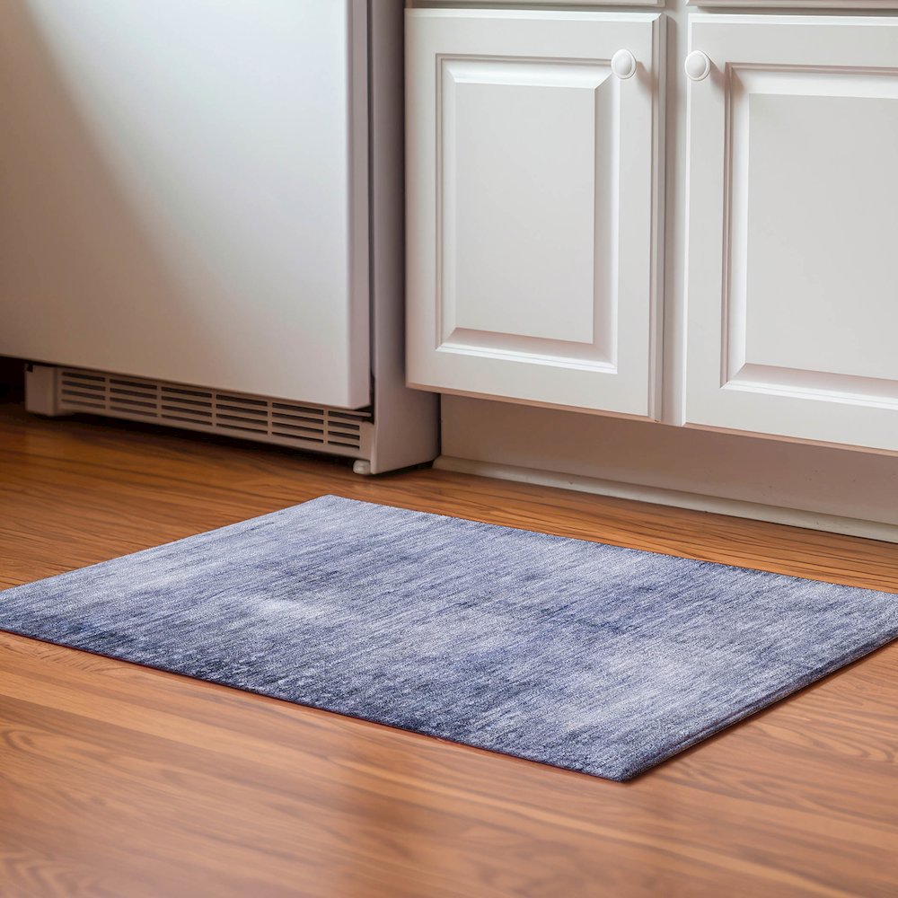 Premium Machine Washable Mayfield  Navy 1'8" x 2'6" Rug. Picture 5