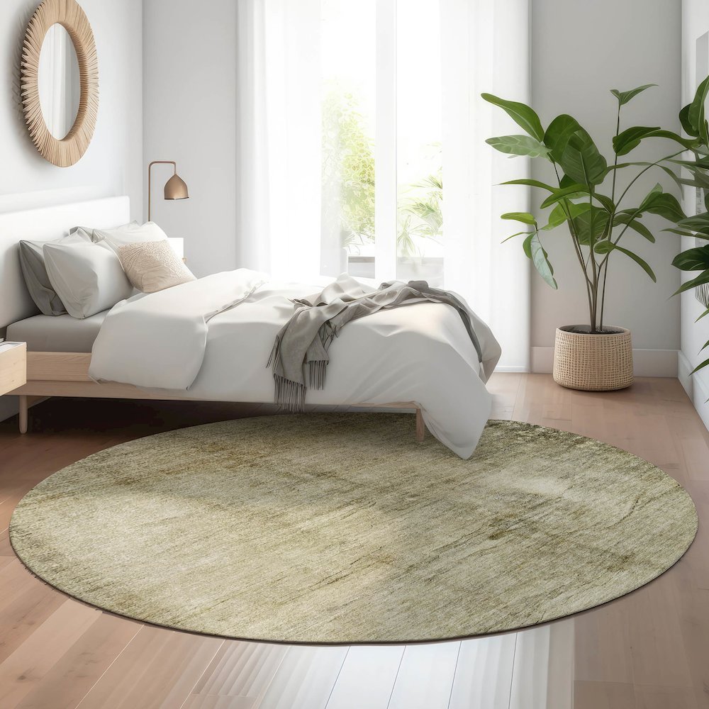 Premium Machine Washable Mayfield  Taupe 8' x 8' Round Rug. Picture 5