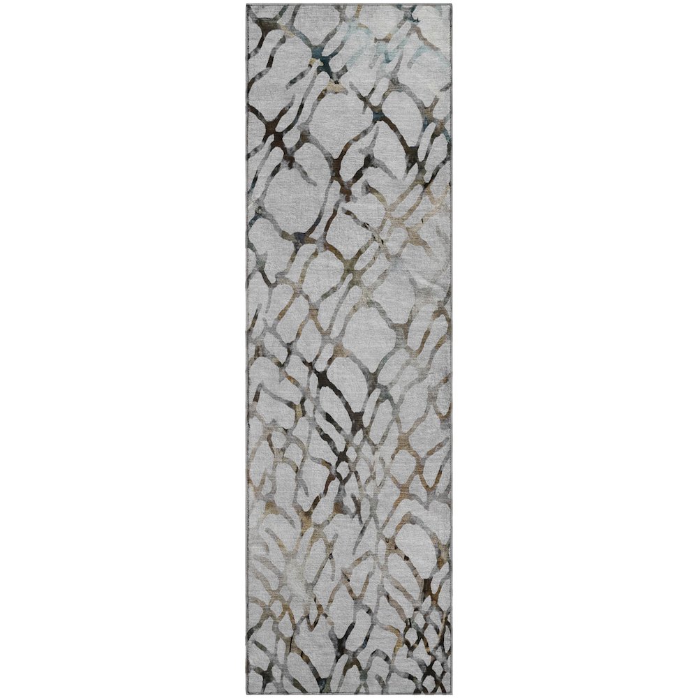 Premium Machine Washable Mayfield  Silver 2'3" x 7'6" Runner Rug. Picture 1