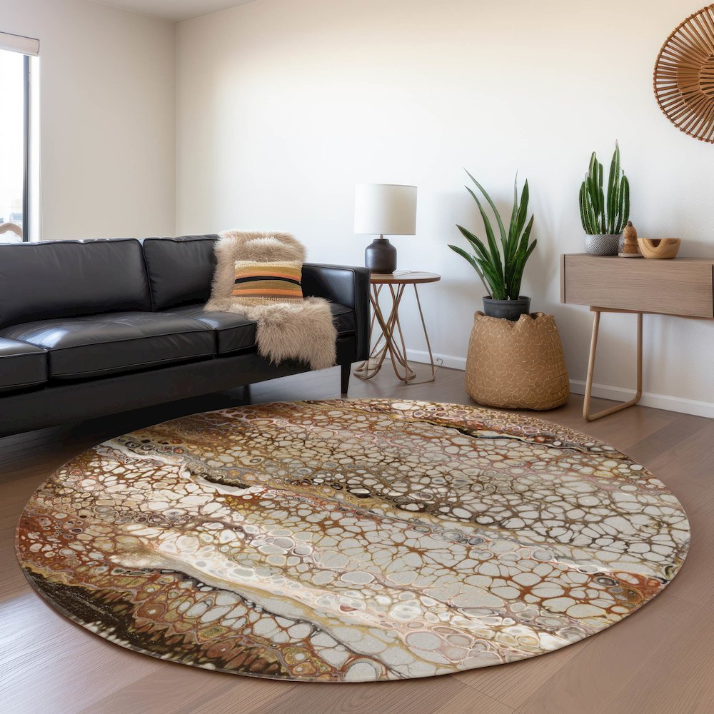 Premium Machine Washable Mayfield  Riverbed 8' x 8' Round Rug. Picture 5