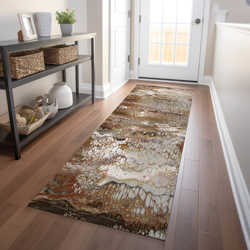 Premium Machine Washable Mayfield  Riverbed 2'3" x 7'6" Runner Rug. Picture 5