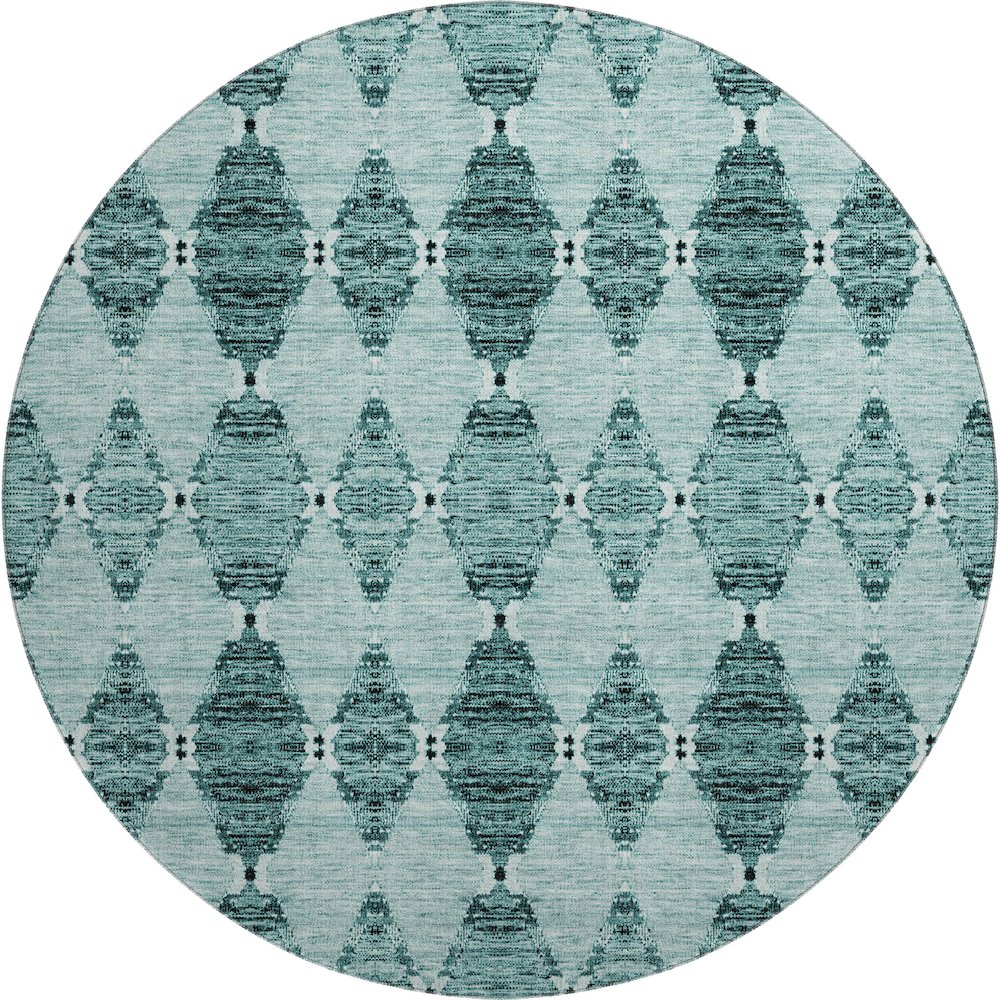 Premium Machine Washable Mayfield  Teal 8' x 8' Round Rug. Picture 1