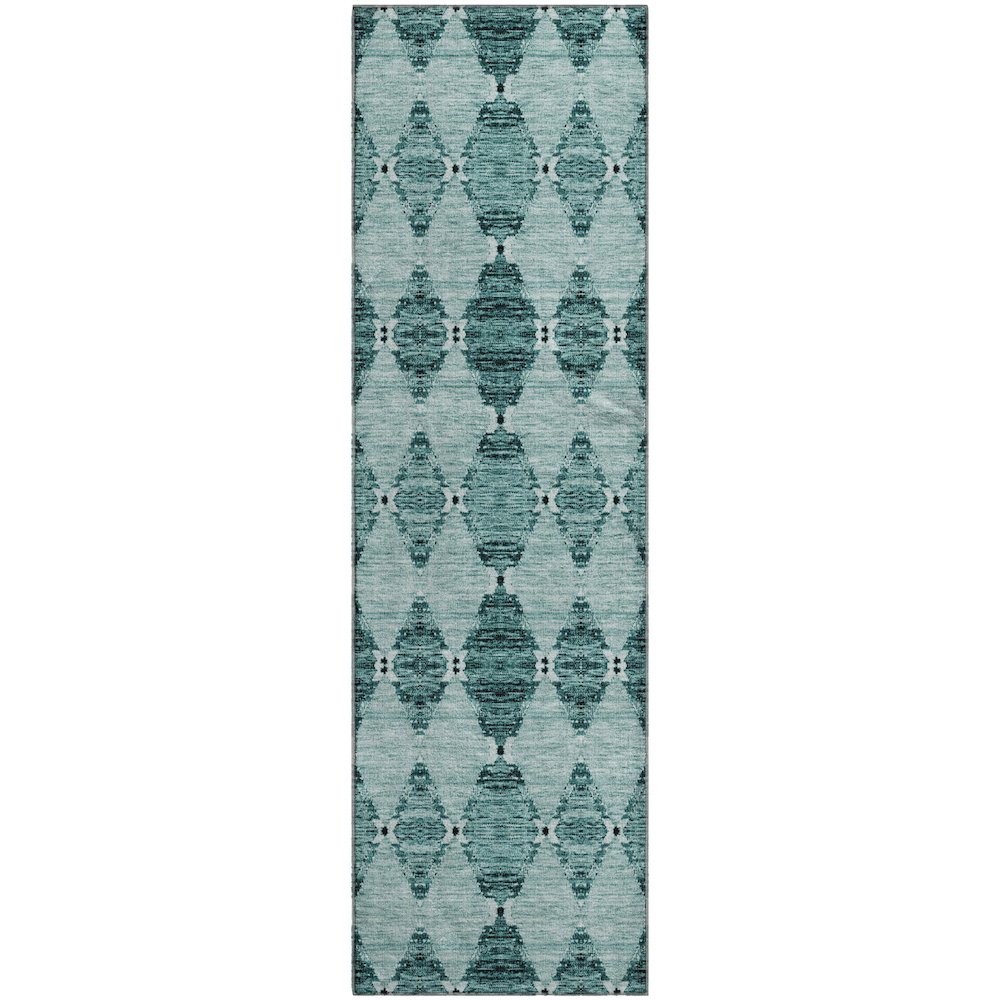 Premium Machine Washable Mayfield  Teal 2'3" x 7'6" Runner Rug. Picture 1