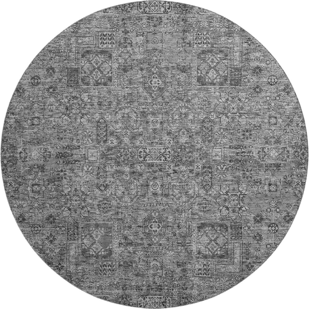 Premium Machine Washable Mayfield  Charcoal 8' x 8' Round Rug. Picture 1