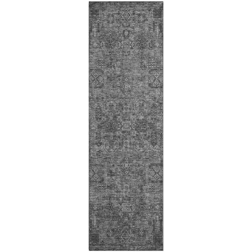 Premium Machine Washable Mayfield  Charcoal 2'3" x 7'6" Runner Rug. Picture 1
