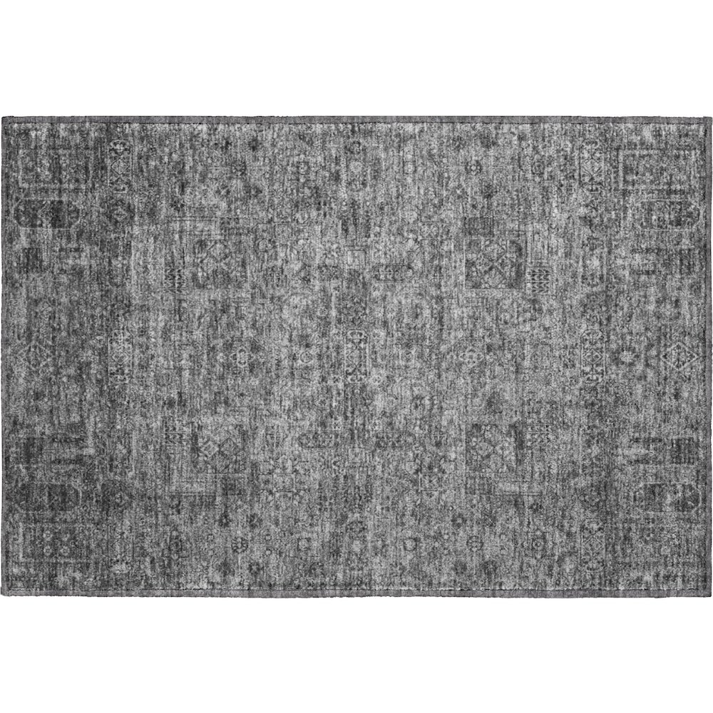 Premium Machine Washable Mayfield  Charcoal 1'8" x 2'6" Rug. Picture 1