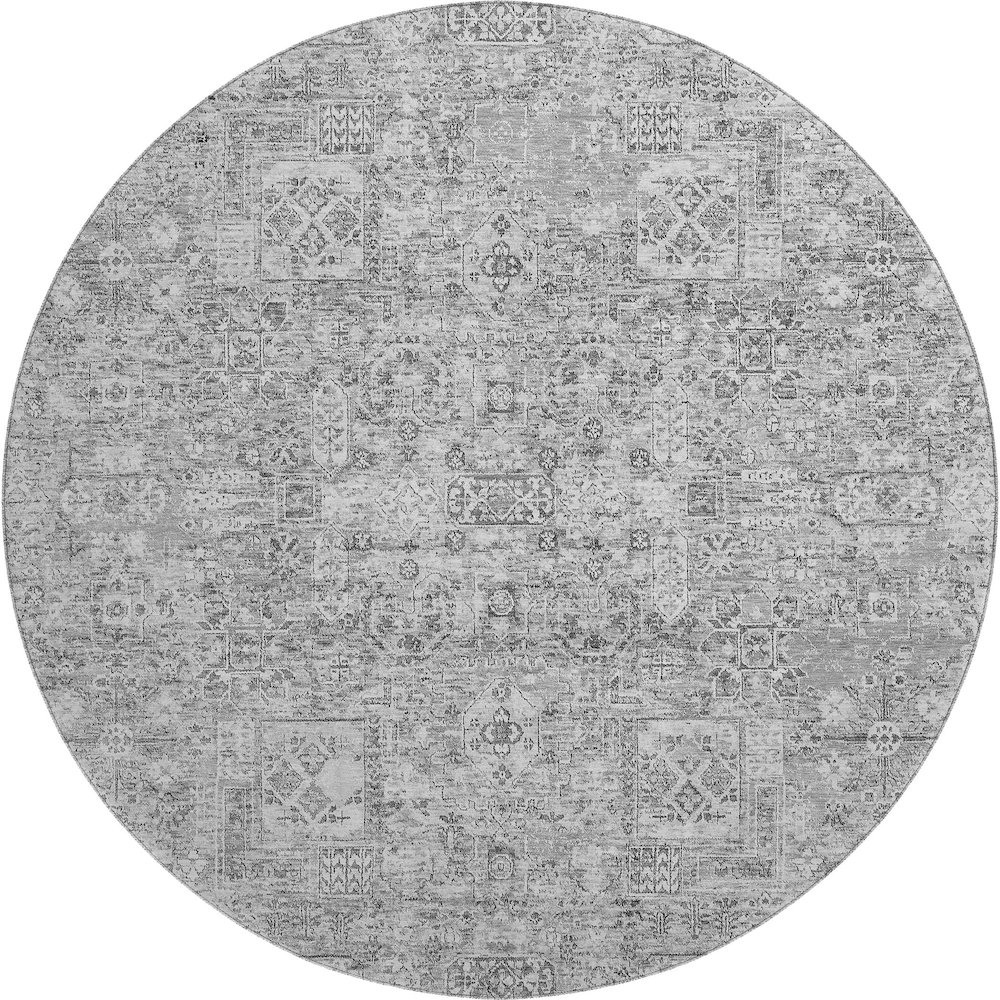 Premium Machine Washable Mayfield  Gray 8' x 8' Round Rug. Picture 1