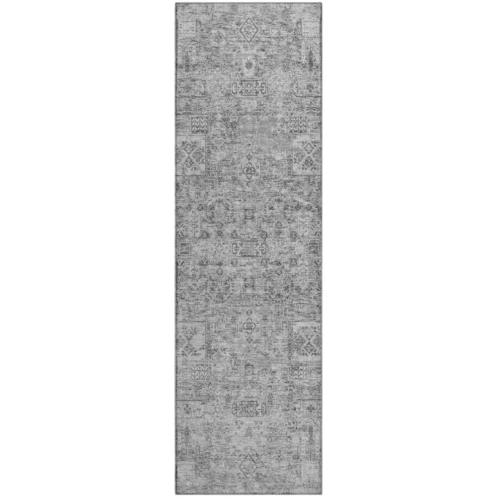 Premium Machine Washable Mayfield  Gray 2'3" x 7'6" Runner Rug. Picture 1