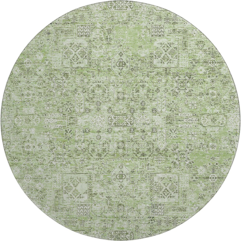 Premium Machine Washable Mayfield  Green 8' x 8' Round Rug. Picture 1