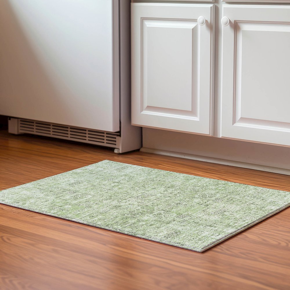 Premium Machine Washable Mayfield  Green 1'8" x 2'6" Rug. Picture 5