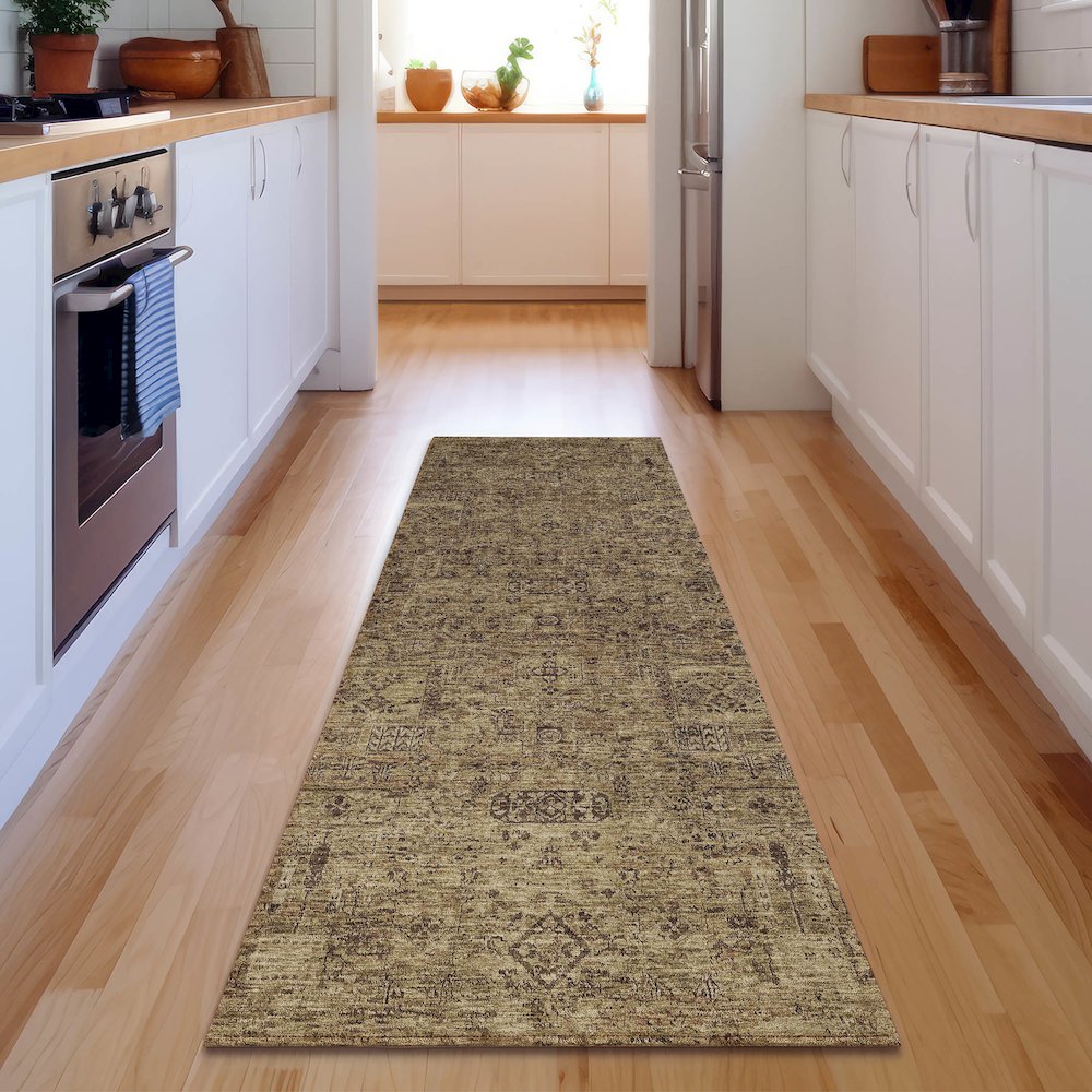Premium Machine Washable Mayfield  Mocha 2'3" x 7'6" Runner Rug. Picture 5