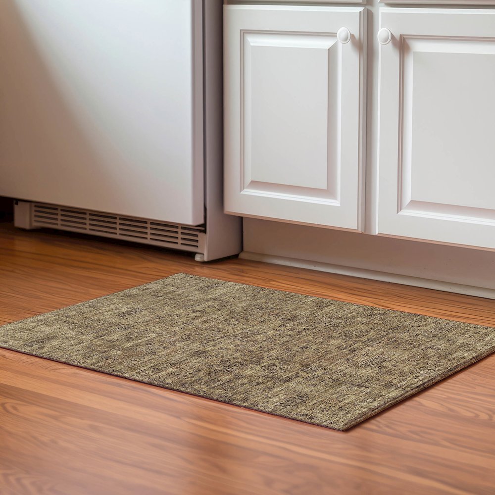 Premium Machine Washable Mayfield  Mocha 1'8" x 2'6" Rug. Picture 5