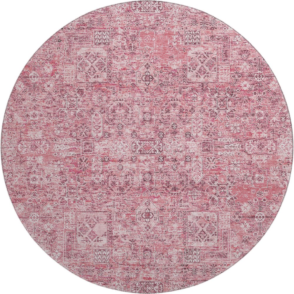 Premium Machine Washable Mayfield  Pink 8' x 8' Round Rug. Picture 1