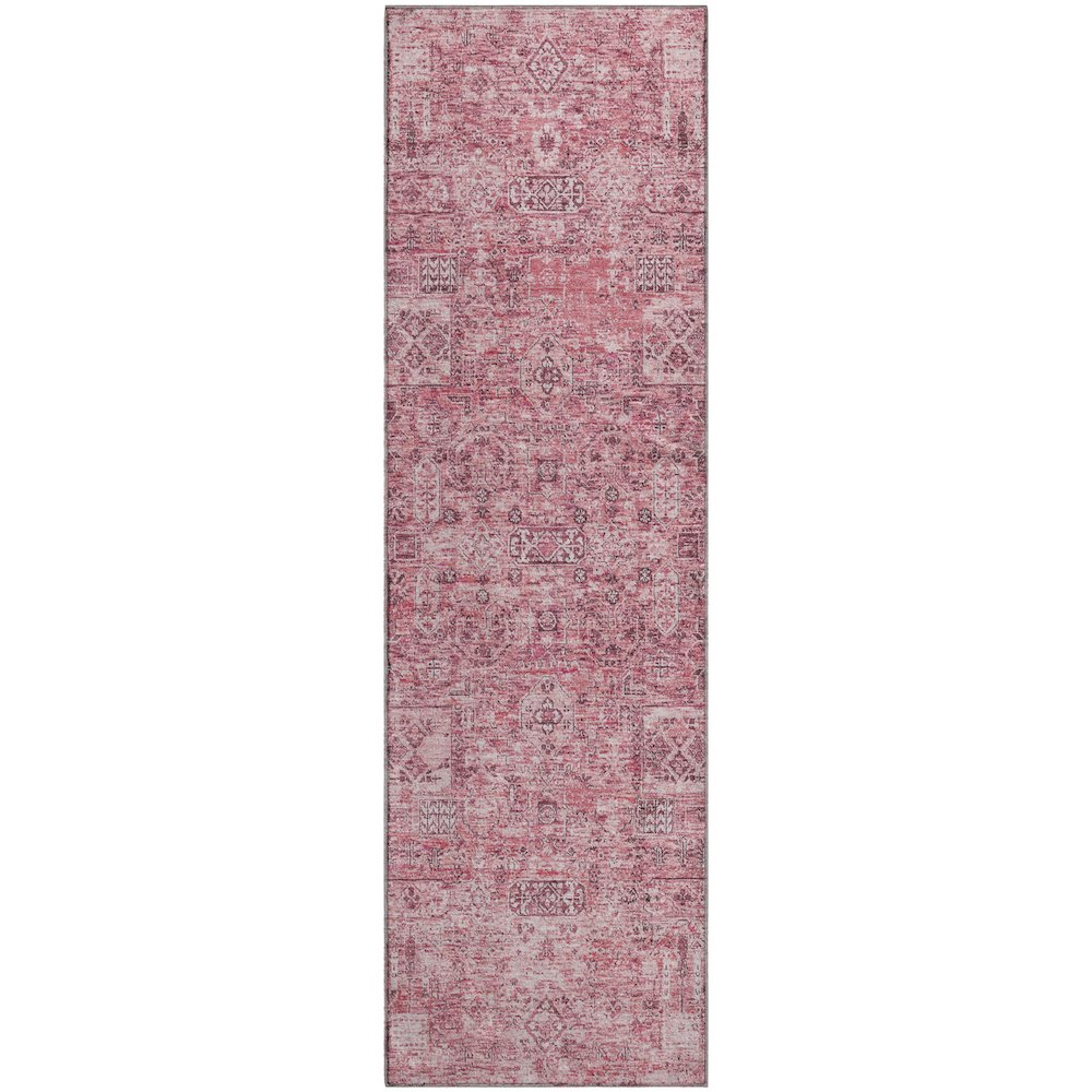 Premium Machine Washable Mayfield  Pink 2'3" x 7'6" Runner Rug. Picture 1