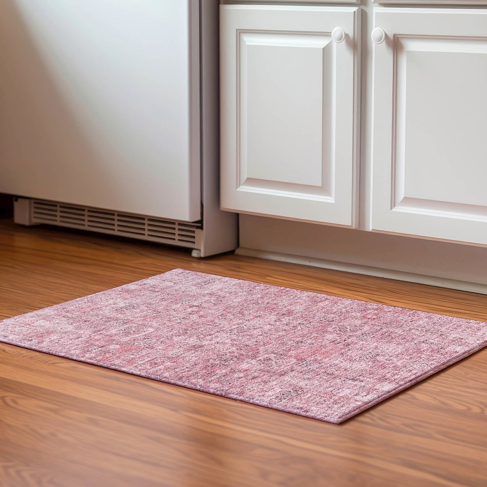 Premium Machine Washable Mayfield  Pink 1'8" x 2'6" Rug. Picture 5
