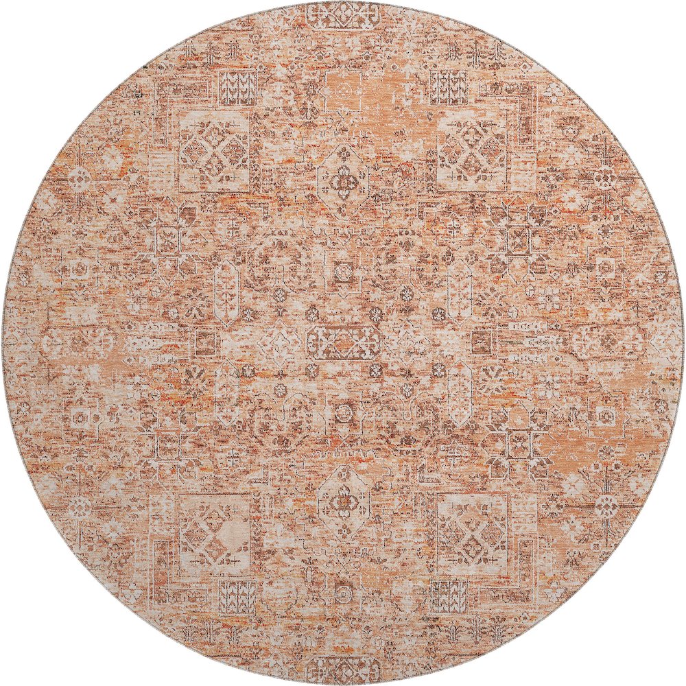 Premium Machine Washable Mayfield  Salmon 8' x 8' Round Rug. Picture 1
