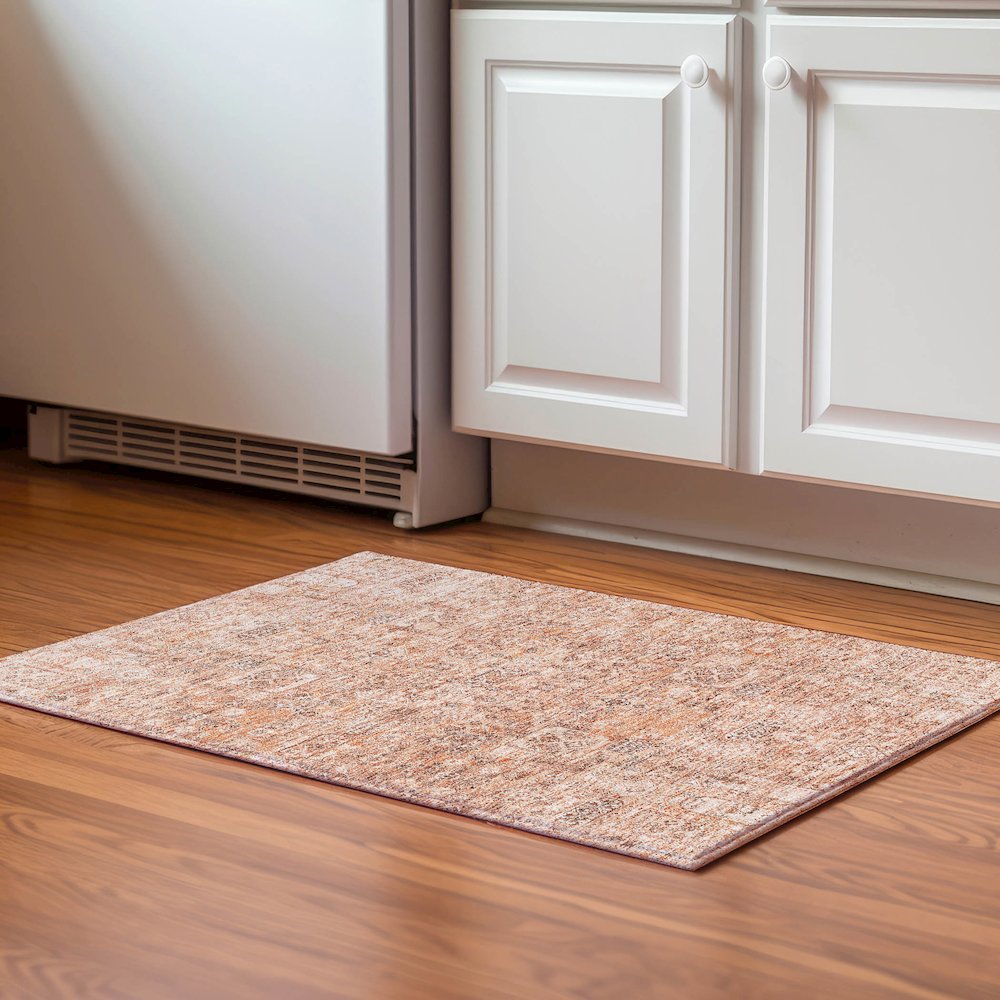Premium Machine Washable Mayfield  Salmon 1'8" x 2'6" Rug. Picture 5