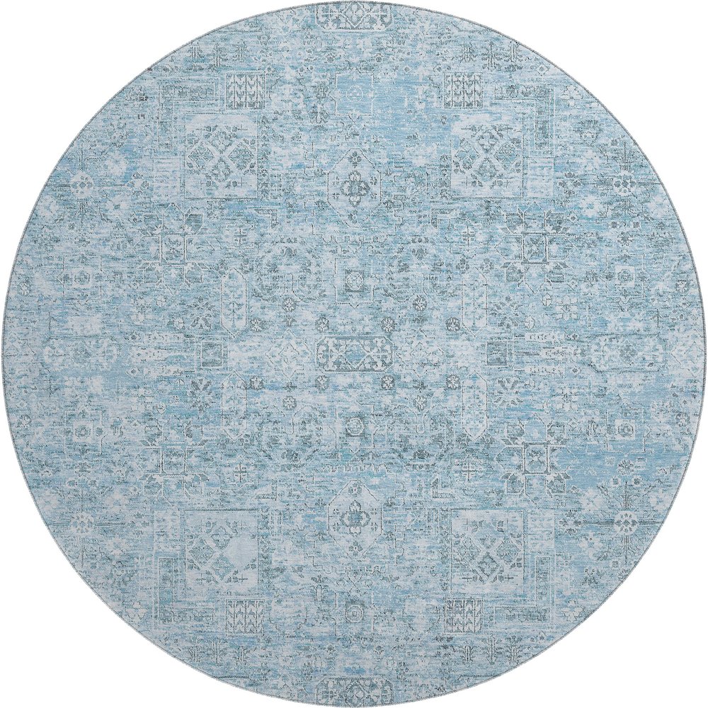 Premium Machine Washable Mayfield  Sky 8' x 8' Round Rug. Picture 1