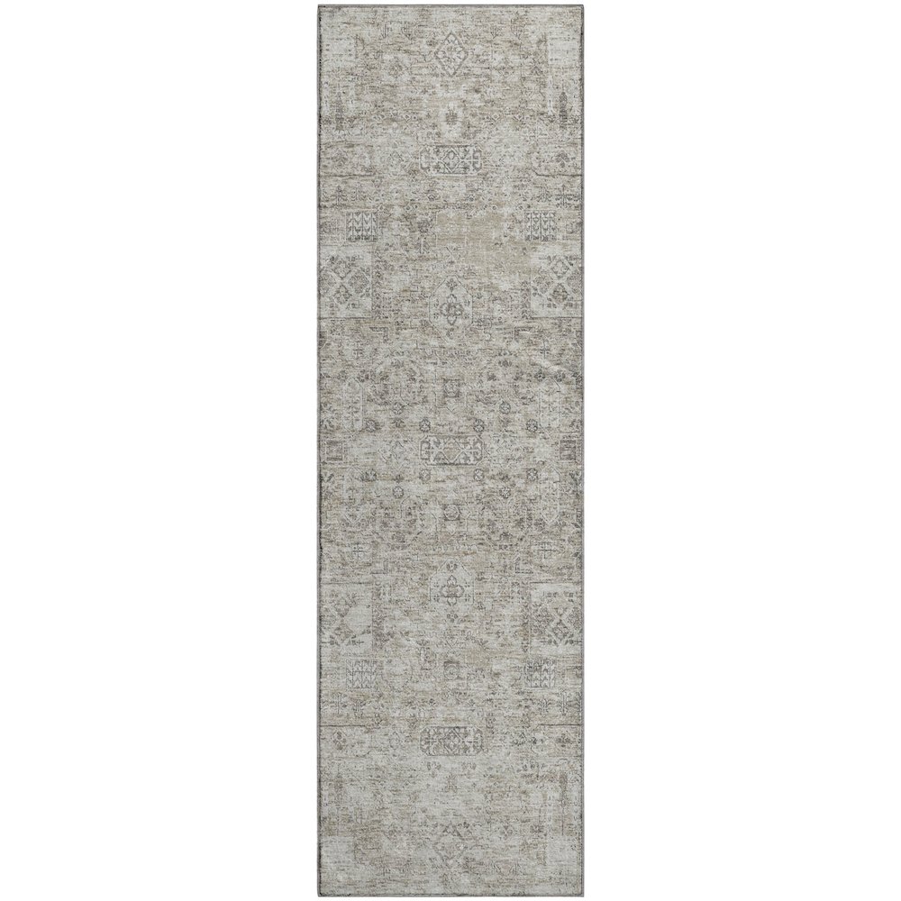 Premium Machine Washable Mayfield  Taupe 2'3" x 7'6" Runner Rug. Picture 1