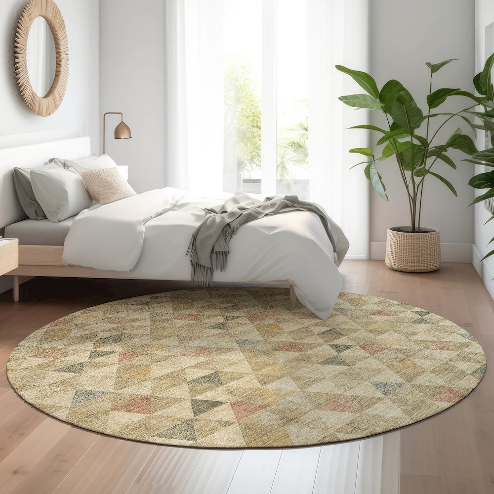 Premium Machine Washable Mayfield  Beige 8' x 8' Round Rug. Picture 5