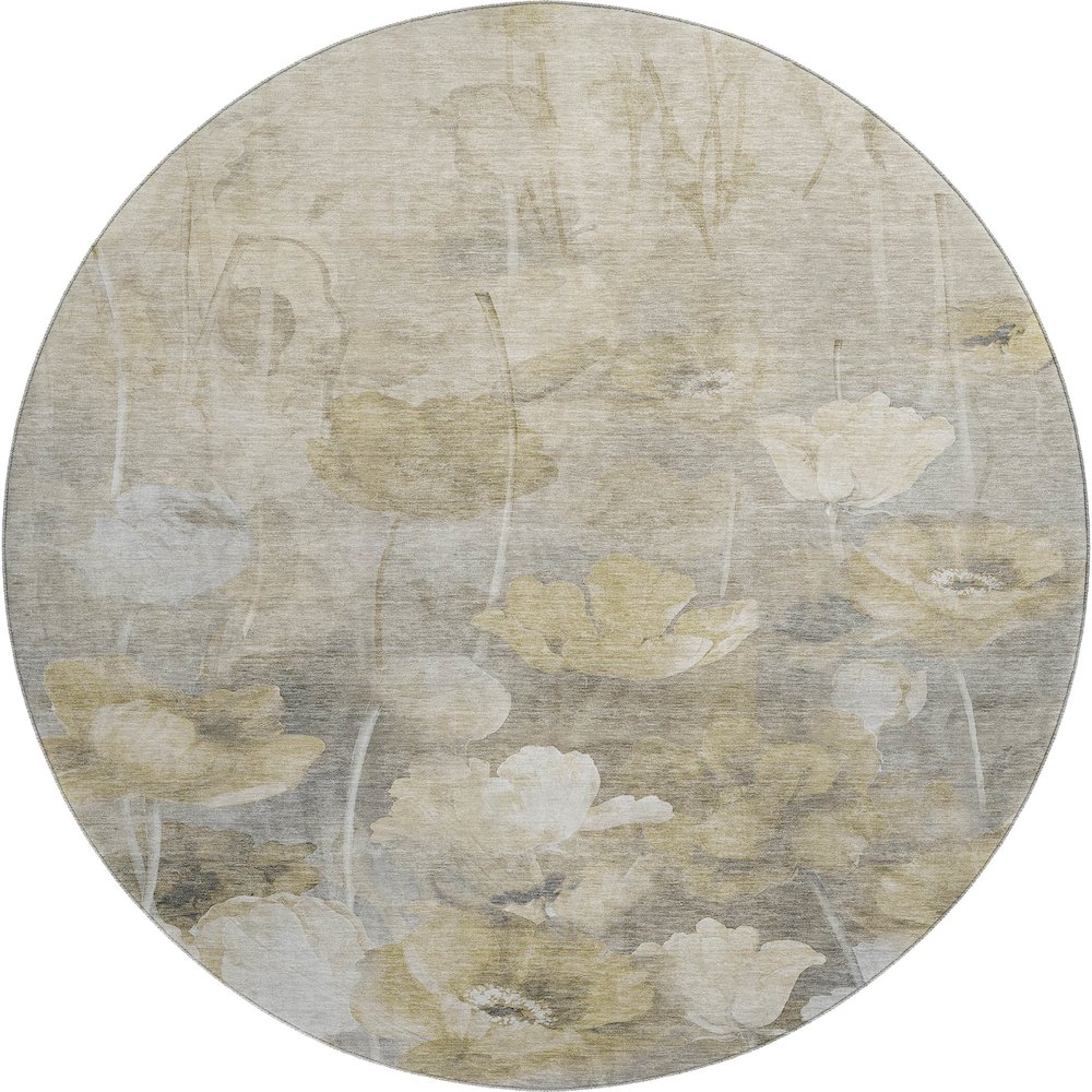 Premium Machine Washable Mayfield  Beige 8' x 8' Round Rug. Picture 1