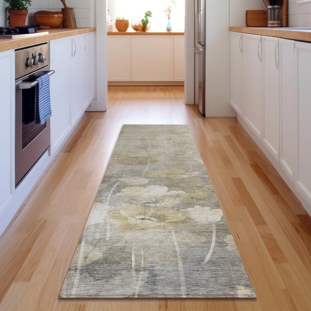 Premium Machine Washable Mayfield  Beige 2'3" x 7'6" Runner Rug. Picture 5