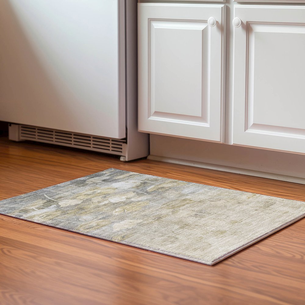 Premium Machine Washable Mayfield  Beige 1'8" x 2'6" Rug. Picture 5
