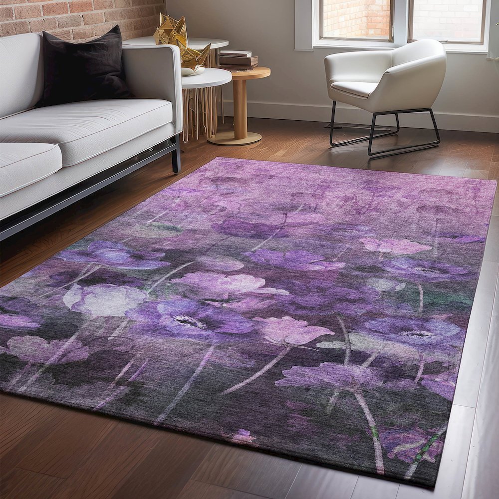 Premium Machine Washable Mayfield  Purple 2'6" x 3'10" Rug. Picture 5